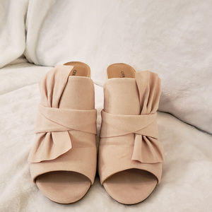 Christian Siriano open toe faux suede heels